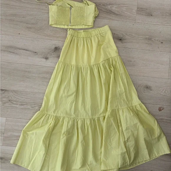 NWT Butter yellow 100% cotton tiered maxi set - Picture 5 of 6